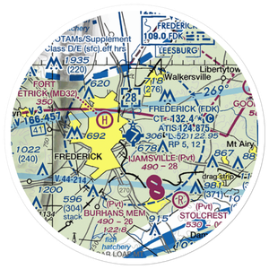 Frederick Municipal Airport (FDK) VFR Sectional Sticker (20 mile)
