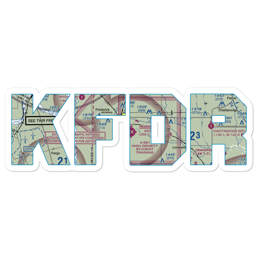 Frederick Regional Airport (FDR) VFR Sectional Sticker 