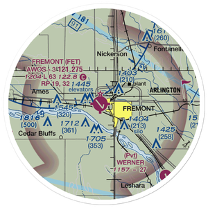 Fremont Municipal Airport (FET) VFR Sectional Sticker (20 mile)