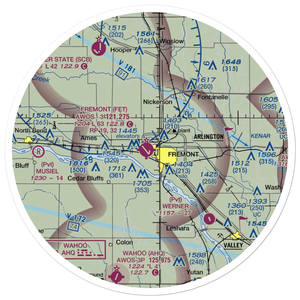 Fremont Municipal Airport (FET) VFR Sectional Sticker (30 mile)