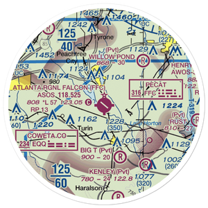 Peachtree City Falcon Field (FFC) VFR Sectional Sticker (20 mile)