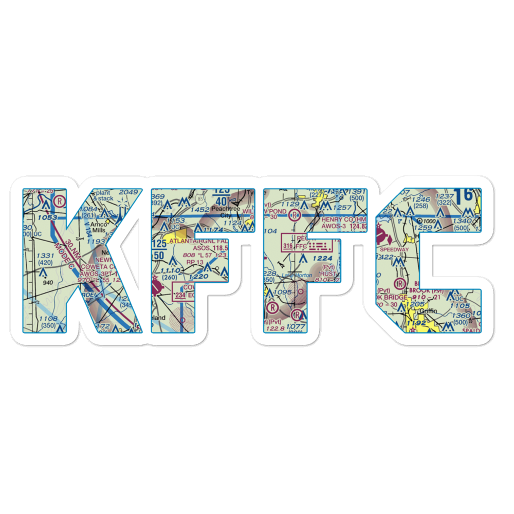 Peachtree City Falcon Field (FFC) VFR Sectional Sticker 