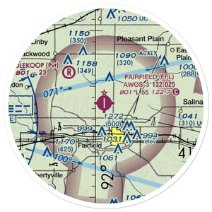 Fairfield Municipal Airport (FFL) VFR Sectional Sticker (20 mile)