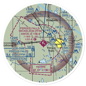 Fergus Falls Municipal Airport - Einar Mickelson Field (FFM) VFR Sectional Sticker (20 mile)
