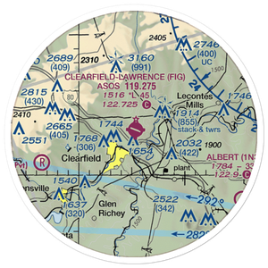 Clearfield Lawrence Airport (FIG) VFR Sectional Sticker (20 mile)