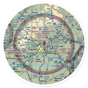 Clearfield Lawrence Airport (FIG) VFR Sectional Sticker (30 mile)