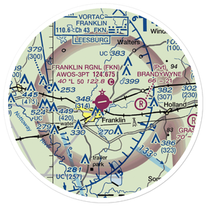 Franklin Regional Airport (FKN) VFR Sectional Sticker (20 mile)