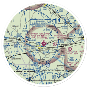 Franklin Regional Airport (FKN) VFR Sectional Sticker (30 mile)