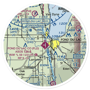 Fond du Lac County Airport (FLD) VFR Sectional Sticker (20 mile)