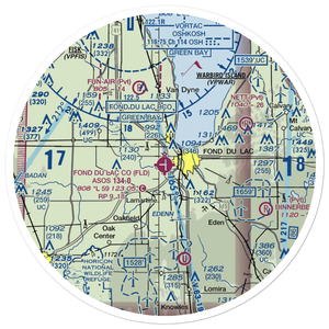 Fond du Lac County Airport (FLD) VFR Sectional Sticker (30 mile)
