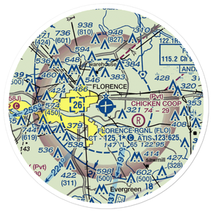 Florence Regional Airport (FLO) VFR Sectional Sticker (20 mile)