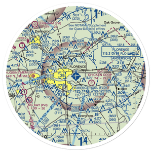 Florence Regional Airport (FLO) VFR Sectional Sticker (30 mile)