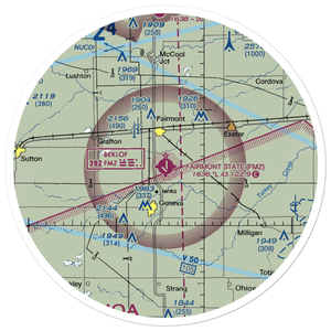 Fairmont State Airfield (FMZ) VFR Sectional Sticker (30 mile)