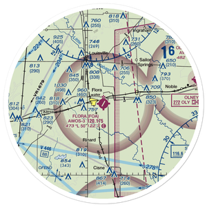 Flora Municipal Airport (FOA) VFR Sectional Sticker (30 mile)