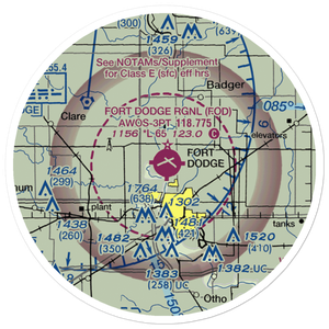 Fort Dodge Regional Airport (FOD) VFR Sectional Sticker (20 mile)