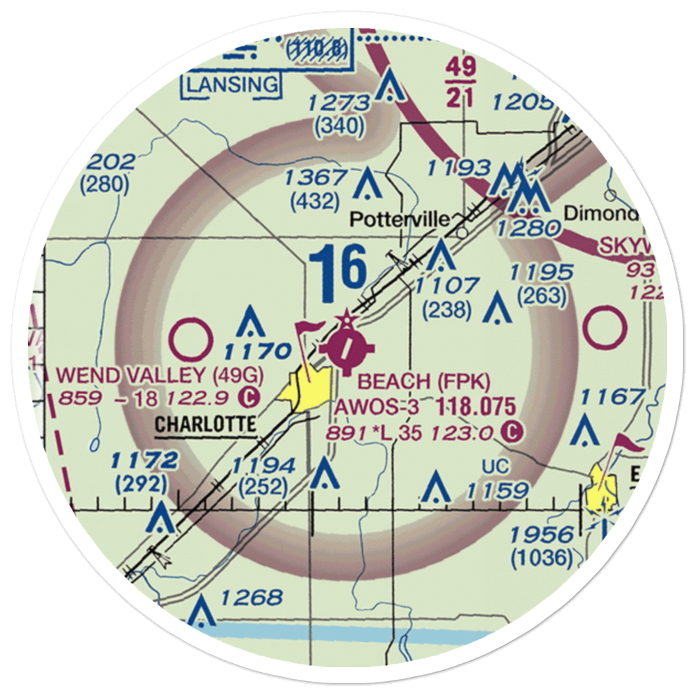 Fitch H Beach Airport (FPK) VFR Sectional Sticker (20 mile) 