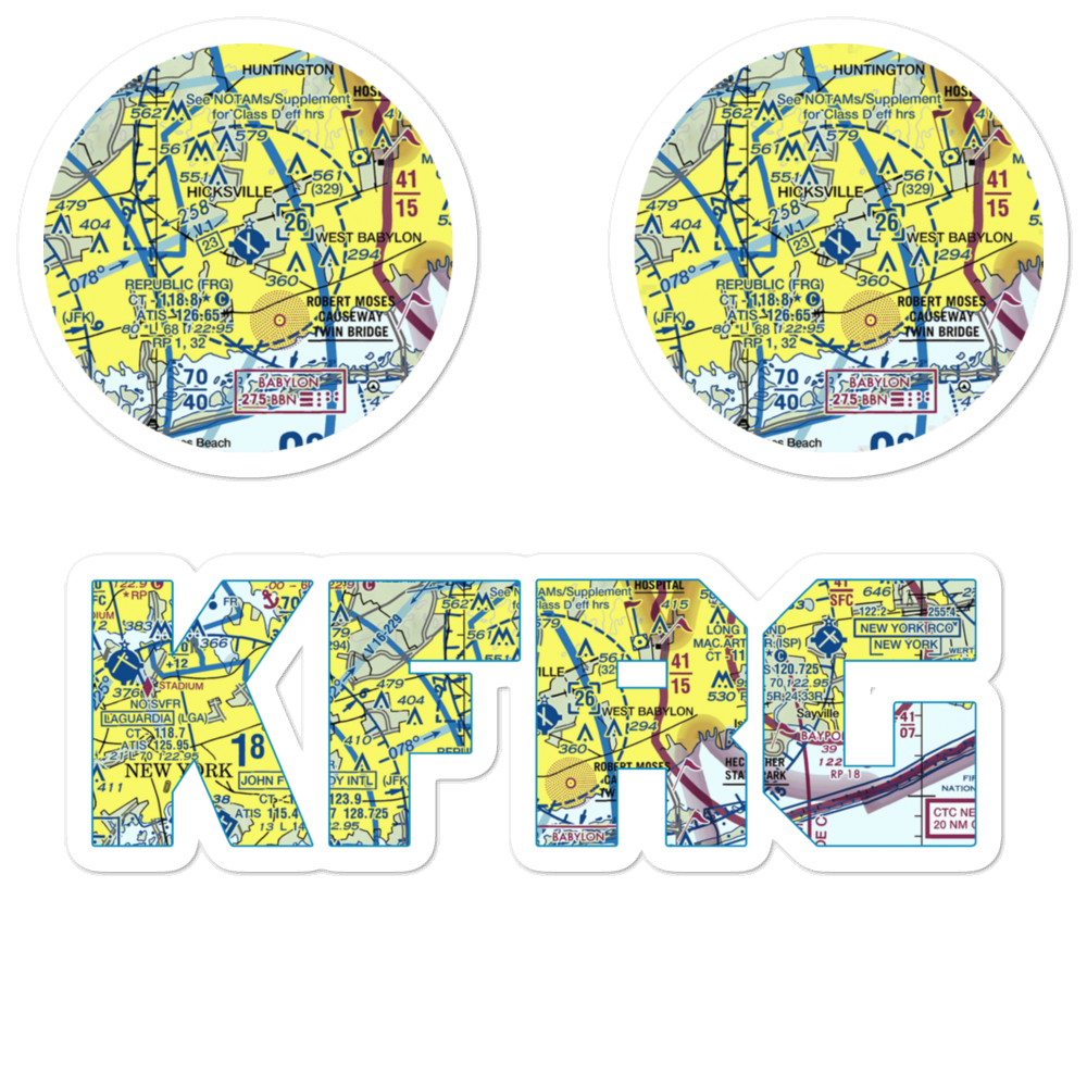 Republic Airport (FRG) VFR Sectional Sticker Pack 