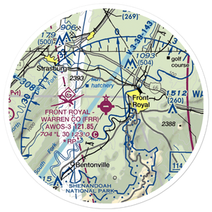 Front Royal Warren County Airport (FRR) VFR Sectional Sticker (20 mile)