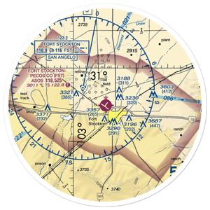 Fort Stockton Pecos County Airport (FST) VFR Sectional Sticker (30 mile)