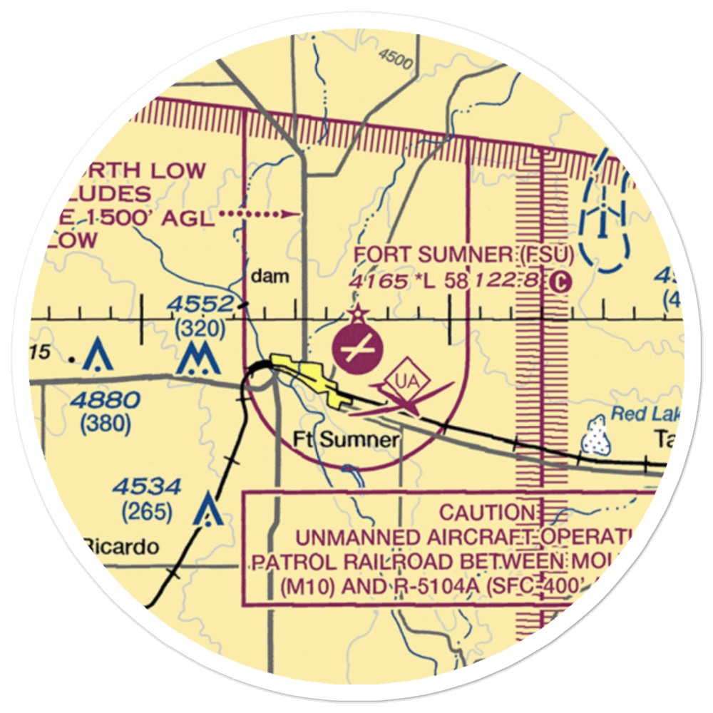 Fort Sumner Municipal Airport (FSU) VFR Sectional Sticker (20 mile) 