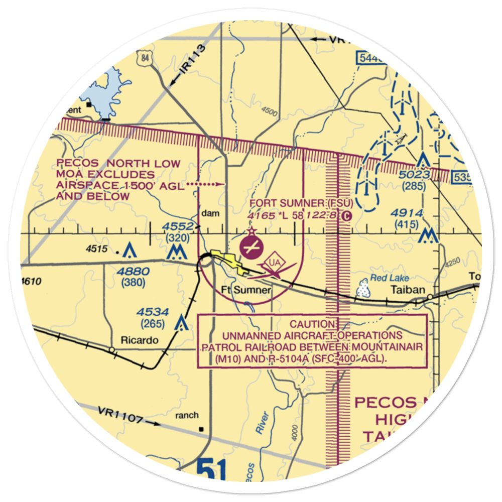 Fort Sumner Municipal Airport (FSU) VFR Sectional Sticker (30 mile) 
