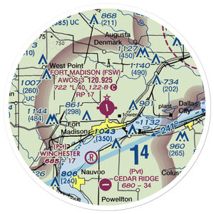 Fort Madison Municipal Airport (FSW) VFR Sectional Sticker (20 mile)