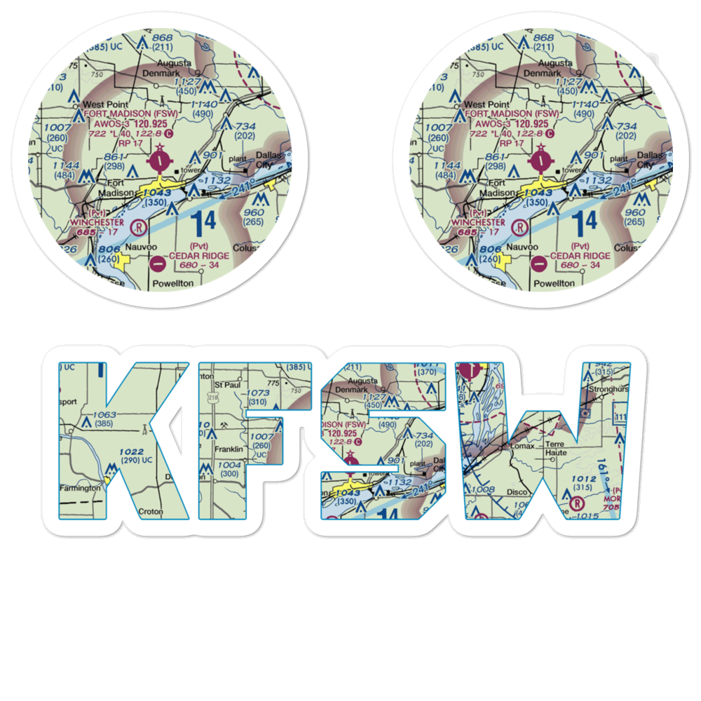Fort Madison Municipal Airport (FSW) VFR Sectional Sticker Pack 