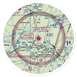 Farmville Regional Airport (FVX) VFR Sectional Sticker (30 mile)