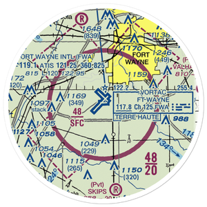 Fort Wayne International Airport (FWA) VFR Sectional Sticker (20 mile)