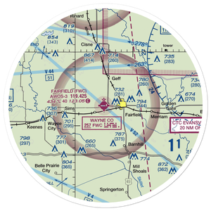 Fairfield Municipal Airport (FWC) VFR Sectional Sticker (30 mile)