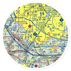 Fort Worth Spinks Airport (FWS) VFR Sectional Sticker (30 mile)