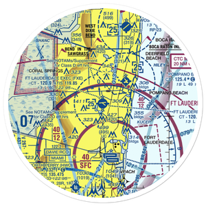Fort Lauderdale Executive Airport (FXE) VFR Sectional Sticker (30 mile)