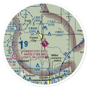 Forest City Municipal Airport (FXY) VFR Sectional Sticker (20 mile)