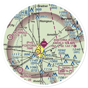Fostoria Metropolitan Airport (FZI) VFR Sectional Sticker (20 mile)