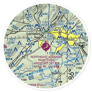 Northeast Alabama Regional Airport (GAD) VFR Sectional Sticker (20 mile)