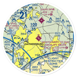 Montgomery County Airpark (GAI) VFR Sectional Sticker (20 mile)