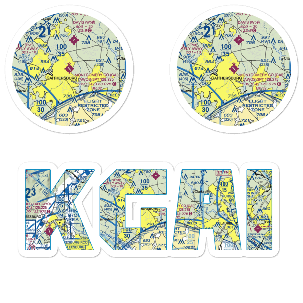 Montgomery County Airpark (GAI) VFR Sectional Sticker Pack 