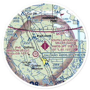 South Lafourche Leonard Miller Jr Airport (GAO) VFR Sectional Sticker (20 mile)