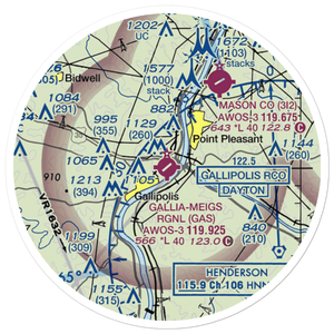 Gallia Meigs Regional Airport (GAS) VFR Sectional Sticker (20 mile)
