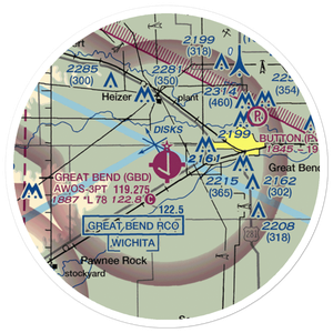 Great Bend Municipal Airport (GBD) VFR Sectional Sticker (20 mile)