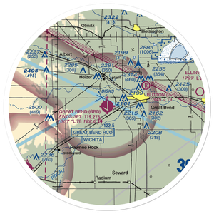 Great Bend Municipal Airport (GBD) VFR Sectional Sticker (30 mile)