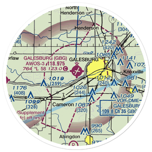Galesburg Municipal Airport (GBG) VFR Sectional Sticker (20 mile)