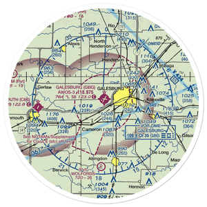 Galesburg Municipal Airport (GBG) VFR Sectional Sticker (30 mile)