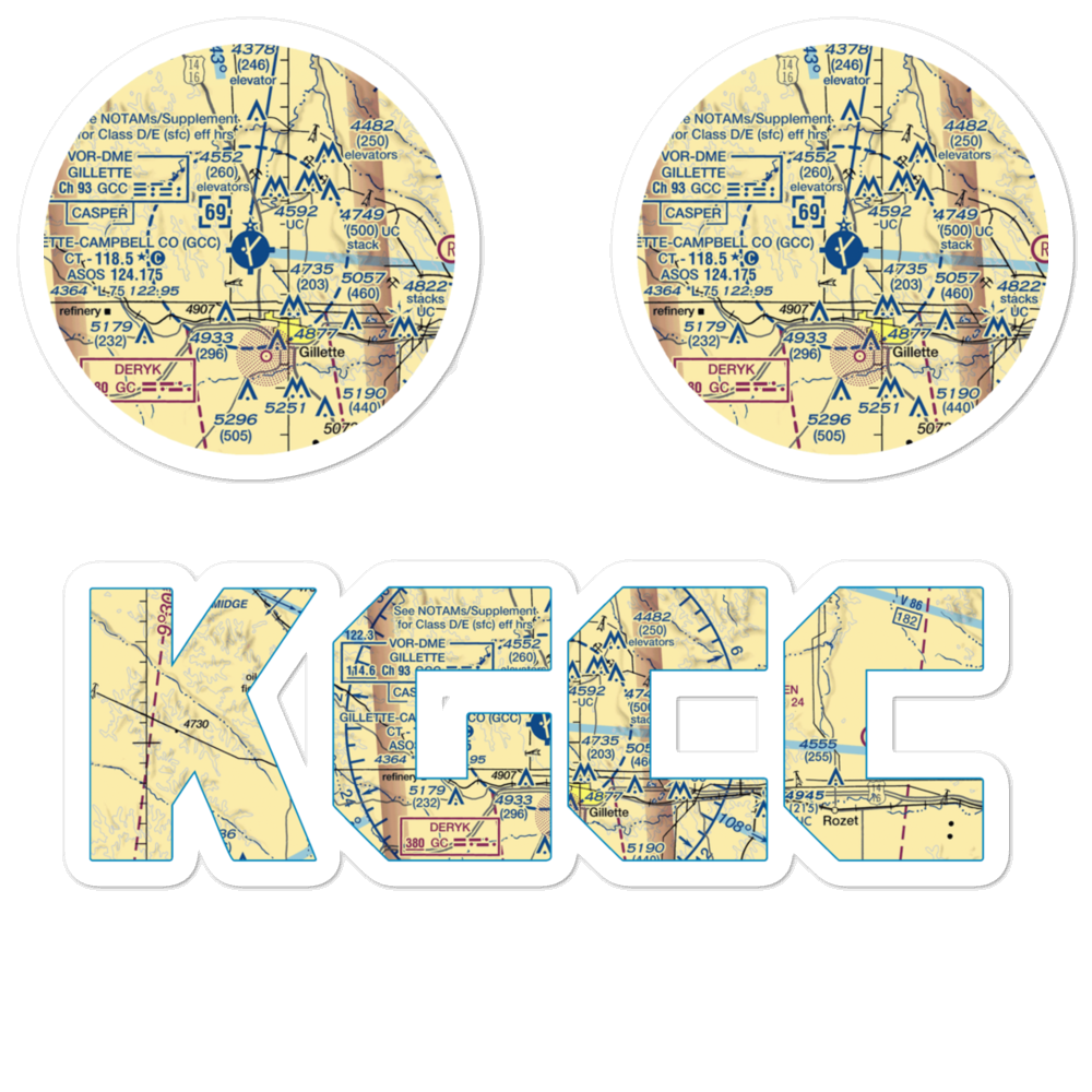 Gillette Campbell County Airport (GCC) VFR Sectional Sticker Pack 
