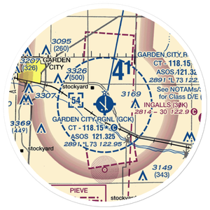 Garden City Regional Airport (GCK) VFR Sectional Sticker (20 mile)