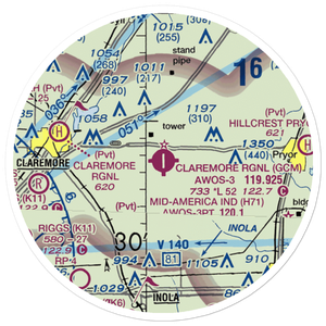 Claremore Regional Airport (GCM) VFR Sectional Sticker (20 mile)