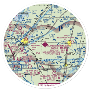 Claremore Regional Airport (GCM) VFR Sectional Sticker (30 mile)