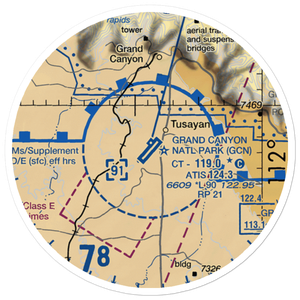 Grand Canyon National Park Airport (GCN) VFR Sectional Sticker (20 mile)