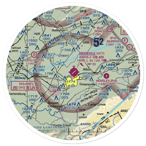 Greeneville-Greene County Municipal Airport (GCY) VFR Sectional Sticker (30 mile)