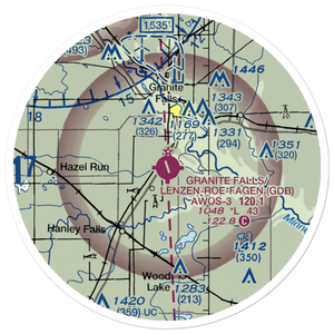 Granite Falls Municipal-Lenzen-Roe Memorial Field (GDB) VFR Sectional Sticker (20 mile)